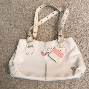 Mariposa white and gold handbag